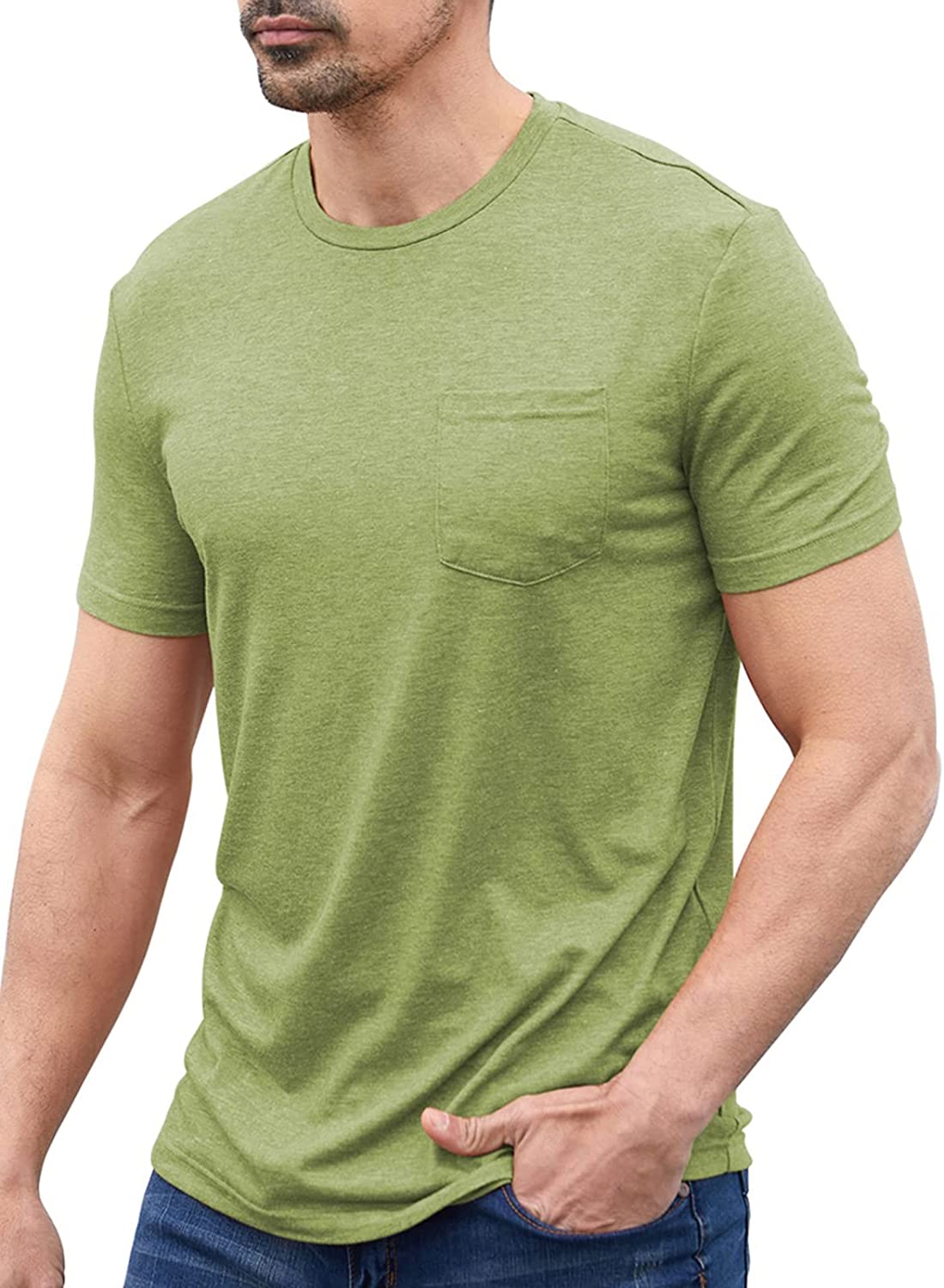 Oftalle Men Soft T-Shirt Casual Short Sleeve Lightweight Basic Tee Shirts Big & Tall