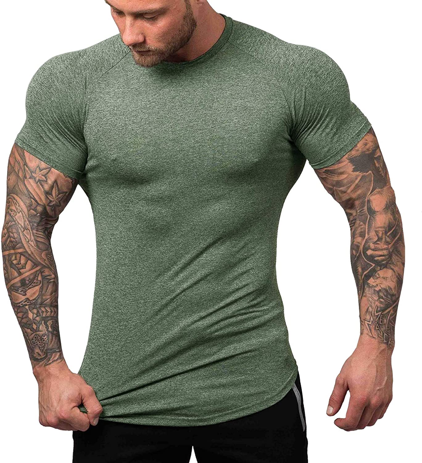 op gang brengen provincie toevoegen aan URRU Men's Quick Dry Workout T-Shirts Compression Athletic Baselayer Tee  Gym Tra | eBay