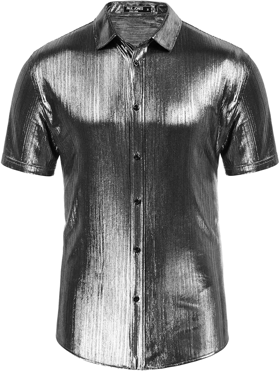  PJ PAUL JONES Mens Black Satin Dress Shirts Silk Button Down  Long Sleeve Shirt 70s Disco Shirts with Bow Tie S : Clothing, Shoes &  Jewelry