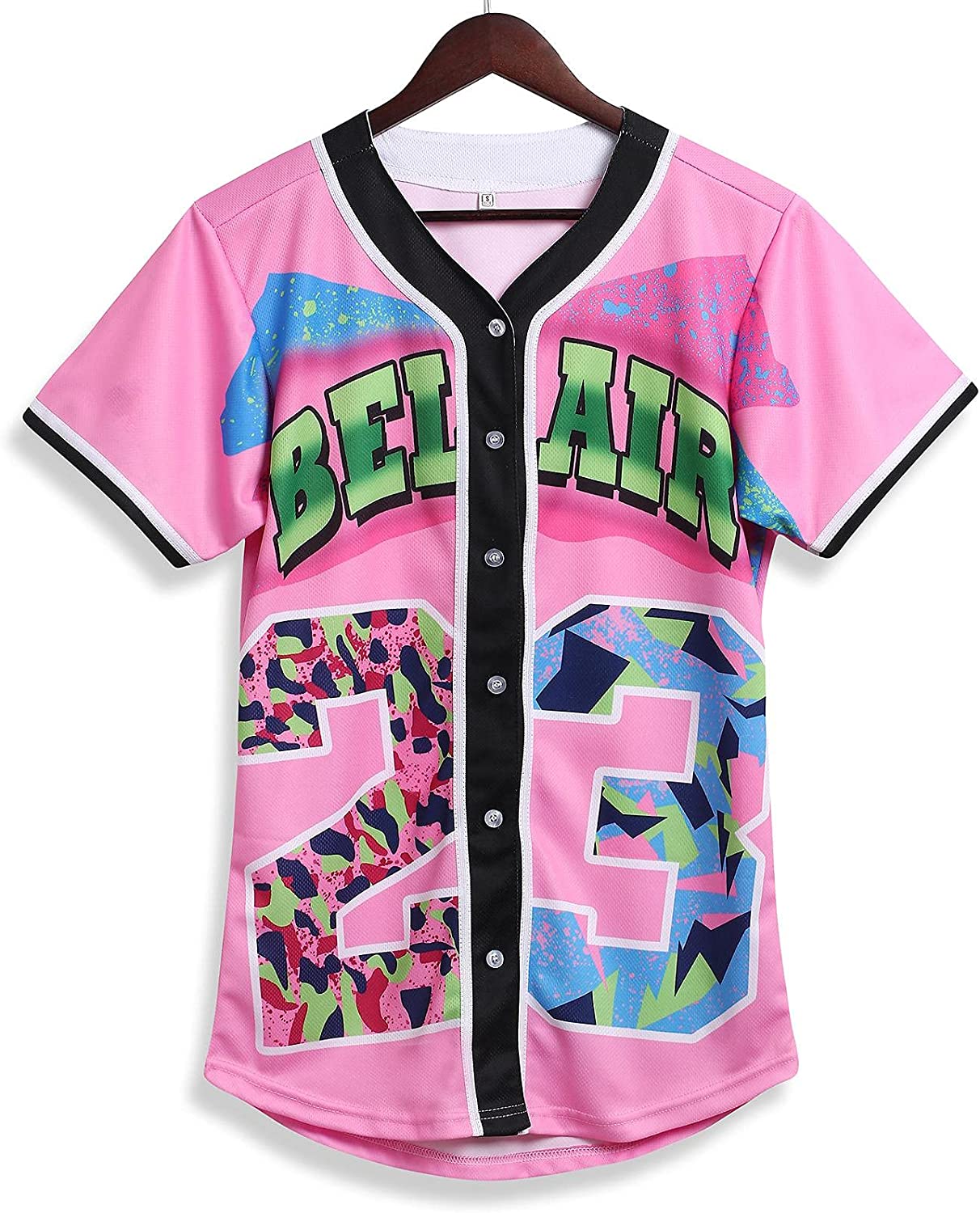 90s Outfit For Women White And Black 23 Hip Hop Baseball Jersey