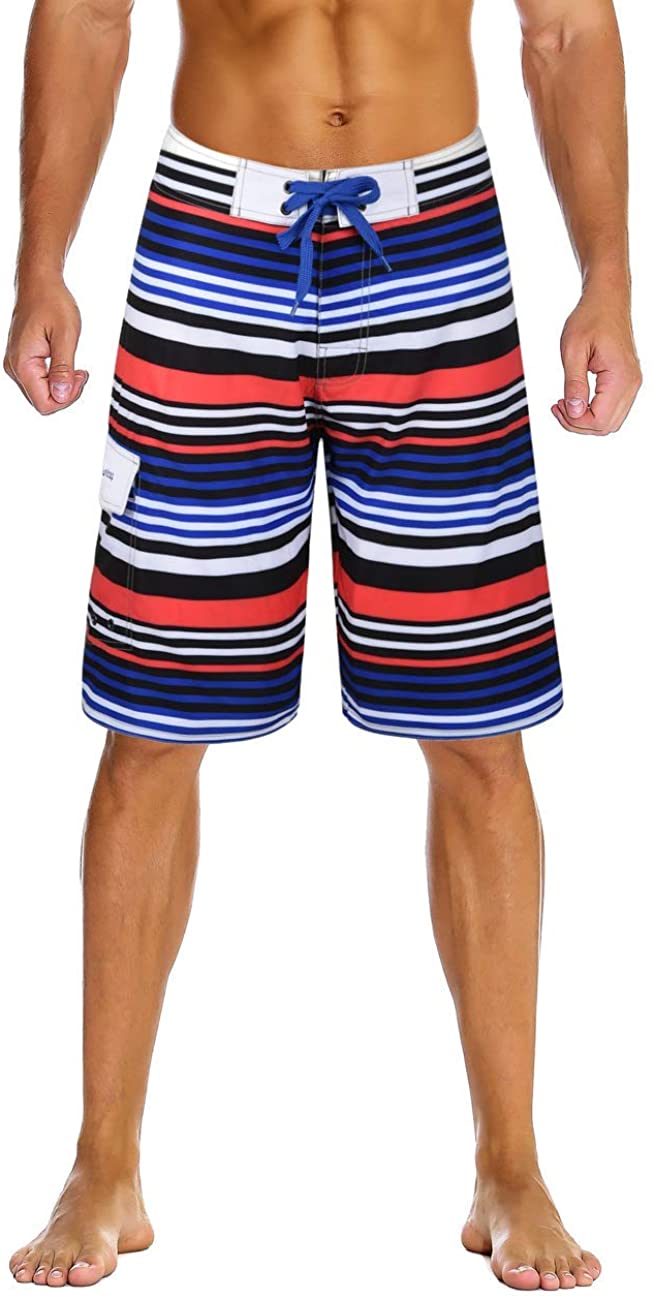 unitop Mens Bathing Board Trunks Beach Shorts Holiday Hawaiian Colorful Striped 