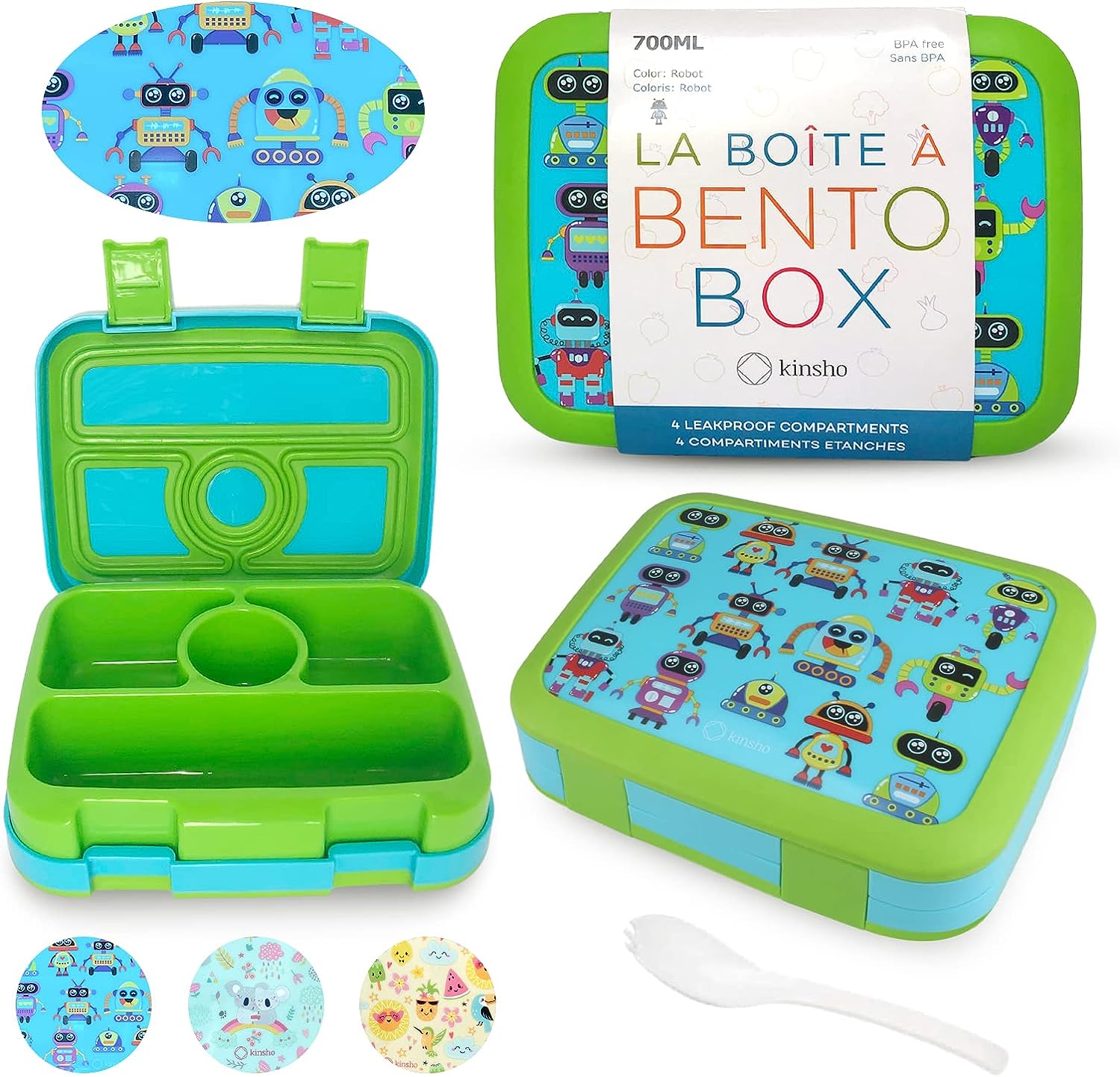 BENTO BOX with Insulated Bag Ice Pack Set Lunch Snack Containers Teal By  KINSHO