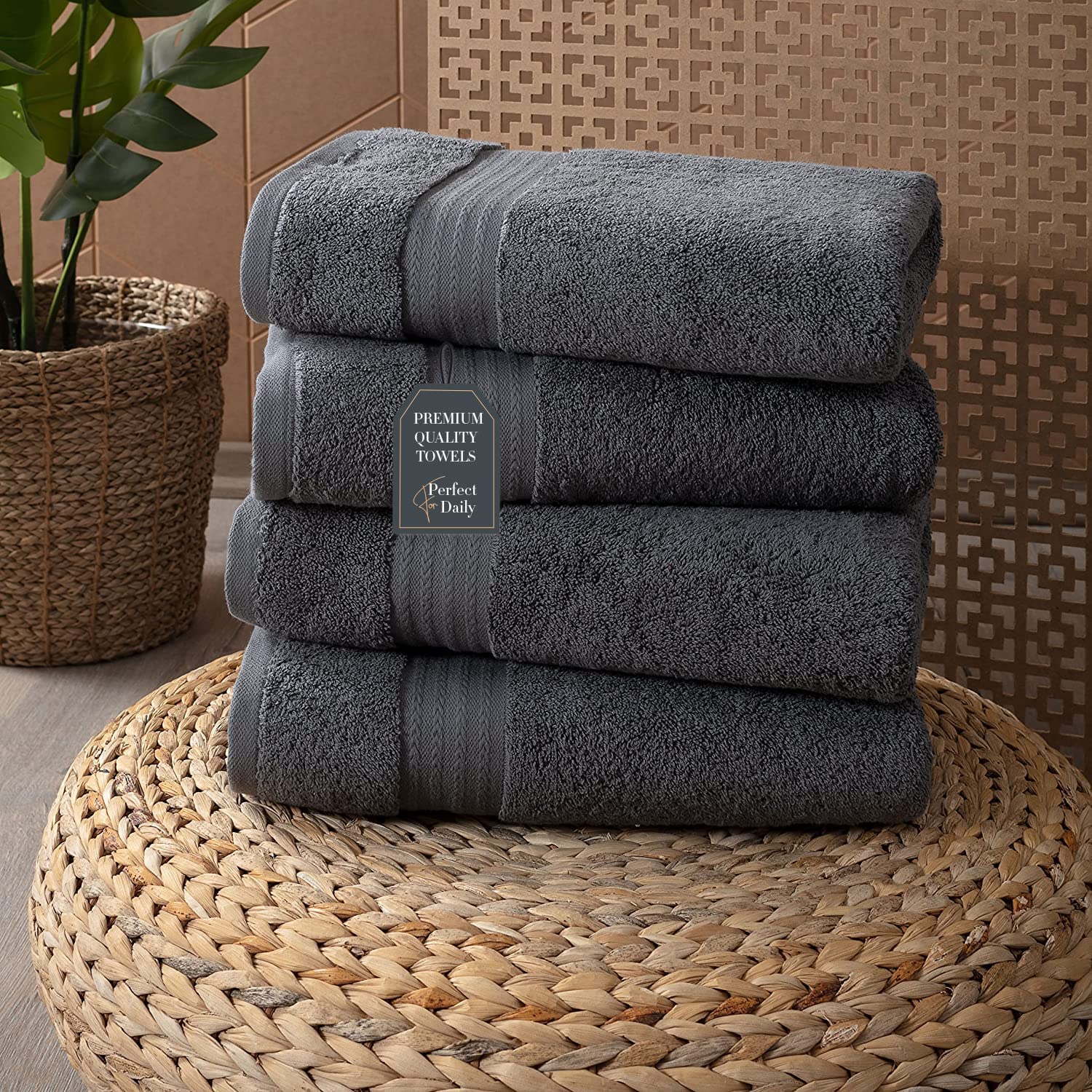 flume home Bath Towel Set of 4 I 100 % Turkish Cotton I 27x54 Inches  (Brilliant