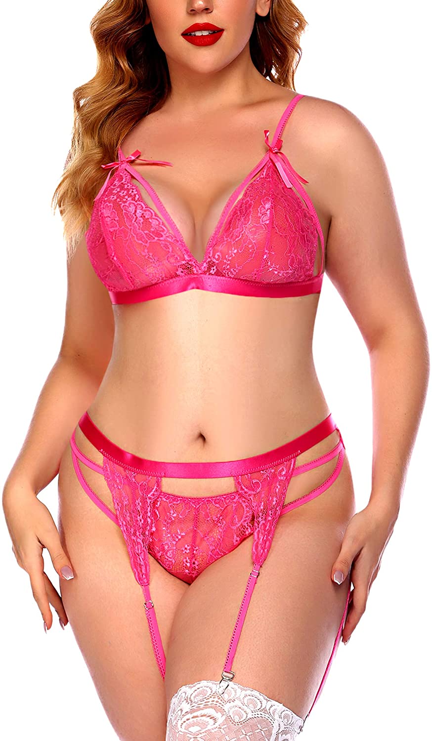 Avidlove Women Lingerie Set Plus Size With Garter Belts Sexy Bra And