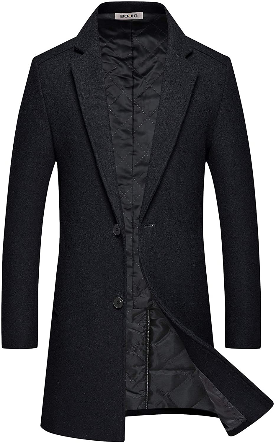 Dainzuy Mens Long Wool Woolen Pea Coat Single Breasted Overcoat Winter Trench Coat Warm Long Jacket with Belts 