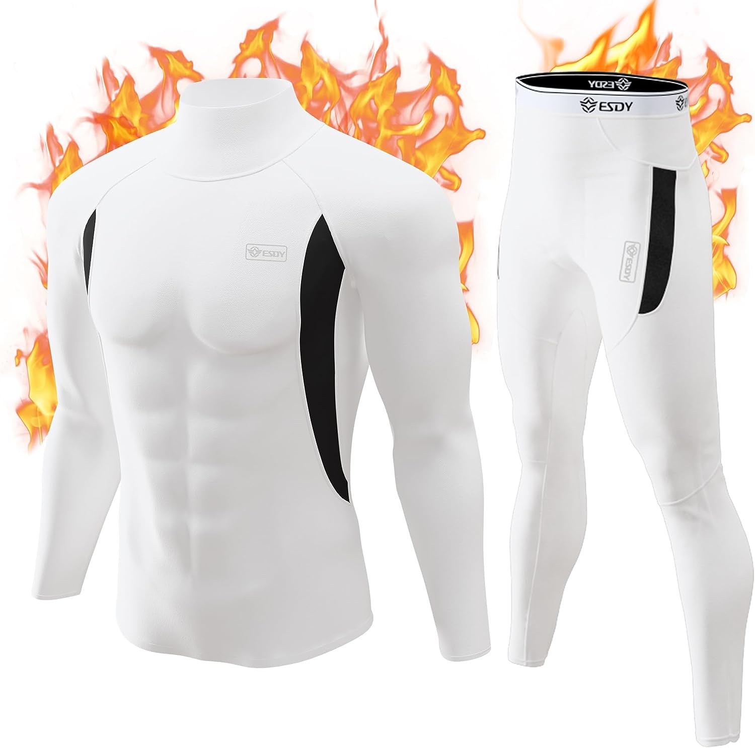 Buy CL Thermal Underwear Long Johns Set Mens Winter Hunting Gear Sport Base  Layer Bottom Top XS-4XL, Crew Neck-black, Large at