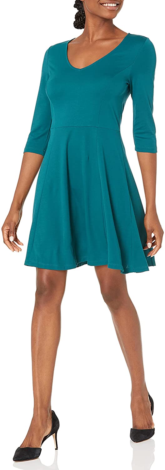 Lark & Ro Womens Plus Size Three Quarter Sleeve Dress 