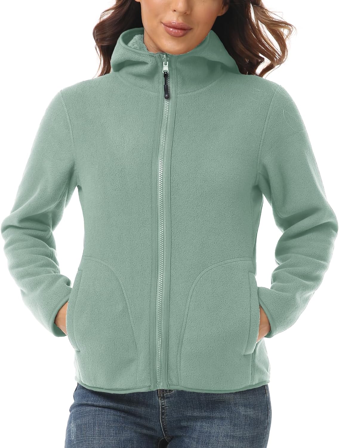 Davena Women's Reversible Sherpa Fleece Hoodie Jacket Zip Up Winter Fall  Coat Warm Outwear with Pockets : : Clothing, Shoes & Accessories