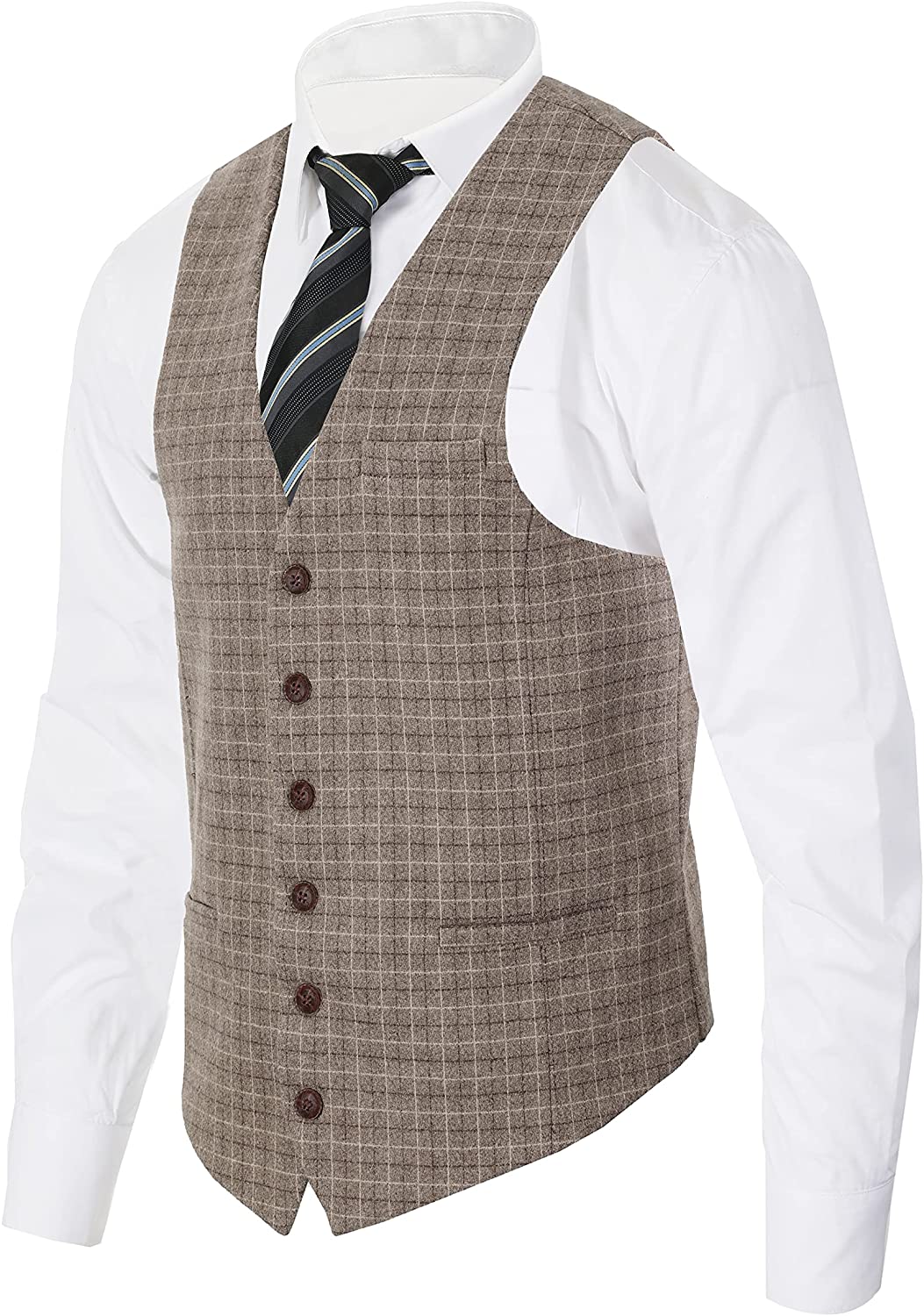 Gioberti Men's 6 Button Slim Fit Formal Herringbone Tweed Vest | eBay