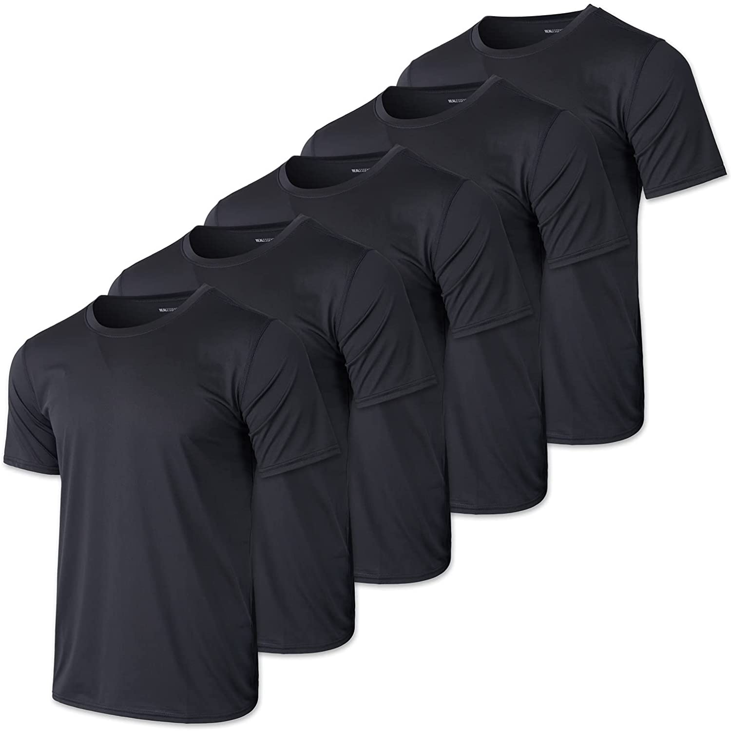 5 Pack: Men’s Dry-Fit Moisture Wicking Active Athletic Performance Crew  T-Shirt