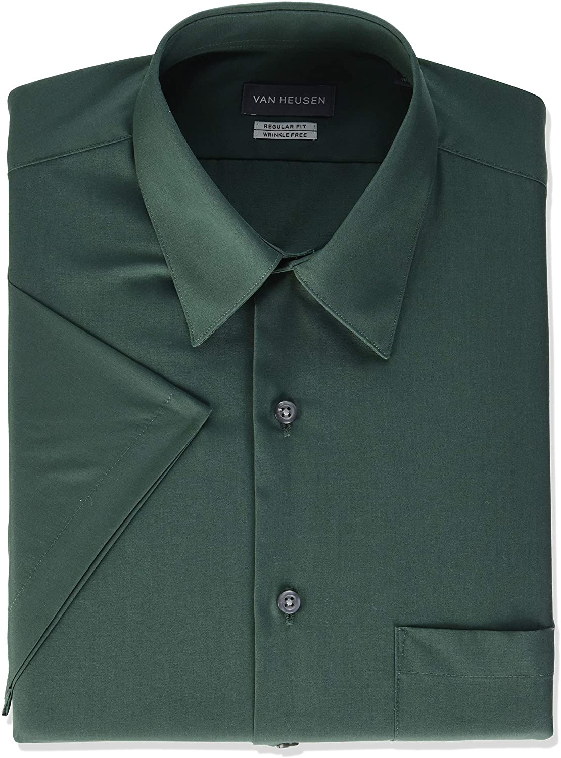 Van Heusen Men's Short Sleeve Dress Shirt Regular Fit Poplin Solid 