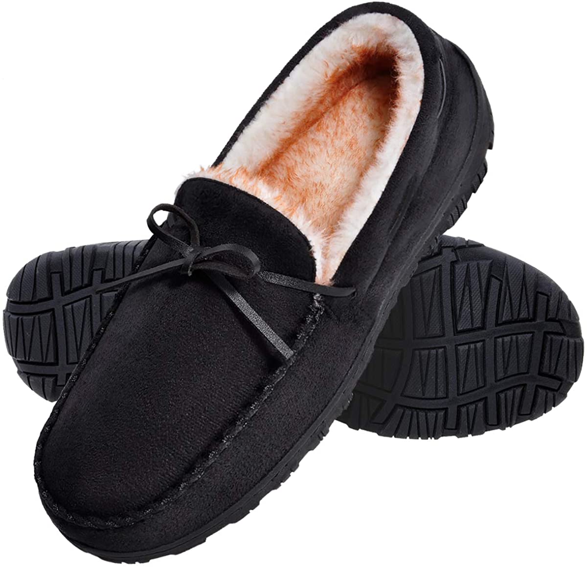 shoeslocker Men Slippers Indoor Outdoor Anti-Slip Slippers for Men Warm Plush