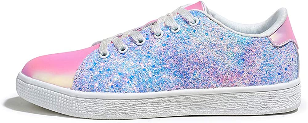 Sparkly Shoes for Women LUCKY STEP Glitter Sneakers Lace up Fashion Sneakers 