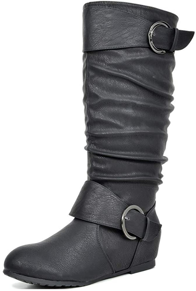 wide calf knee high boots wedge heel