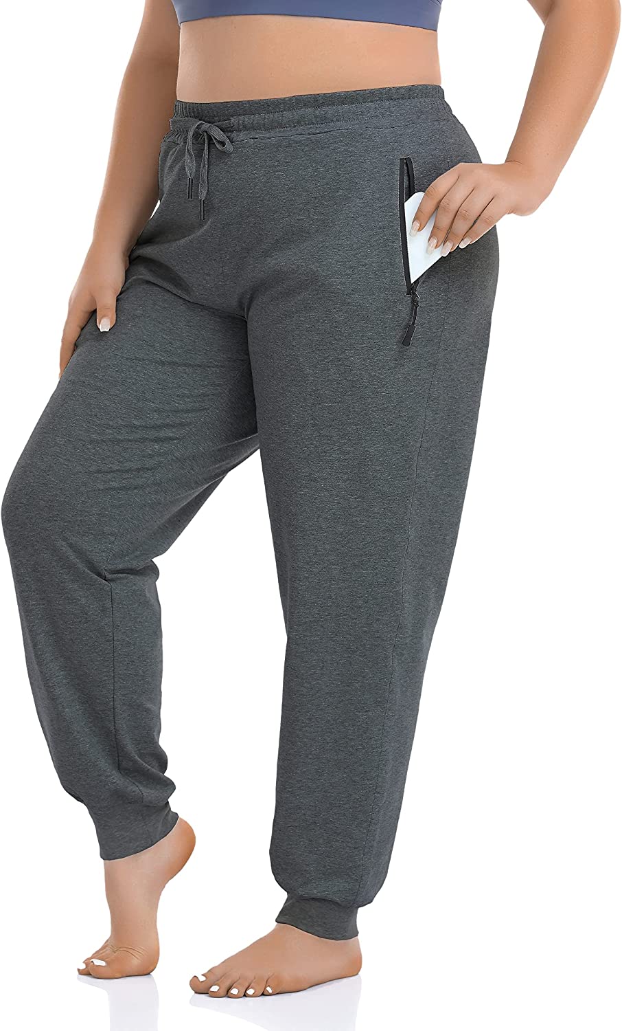 ZERDOCEAN Women's Plus Size Active Sweatpants Tapered Workout Caual Lounge  Pants