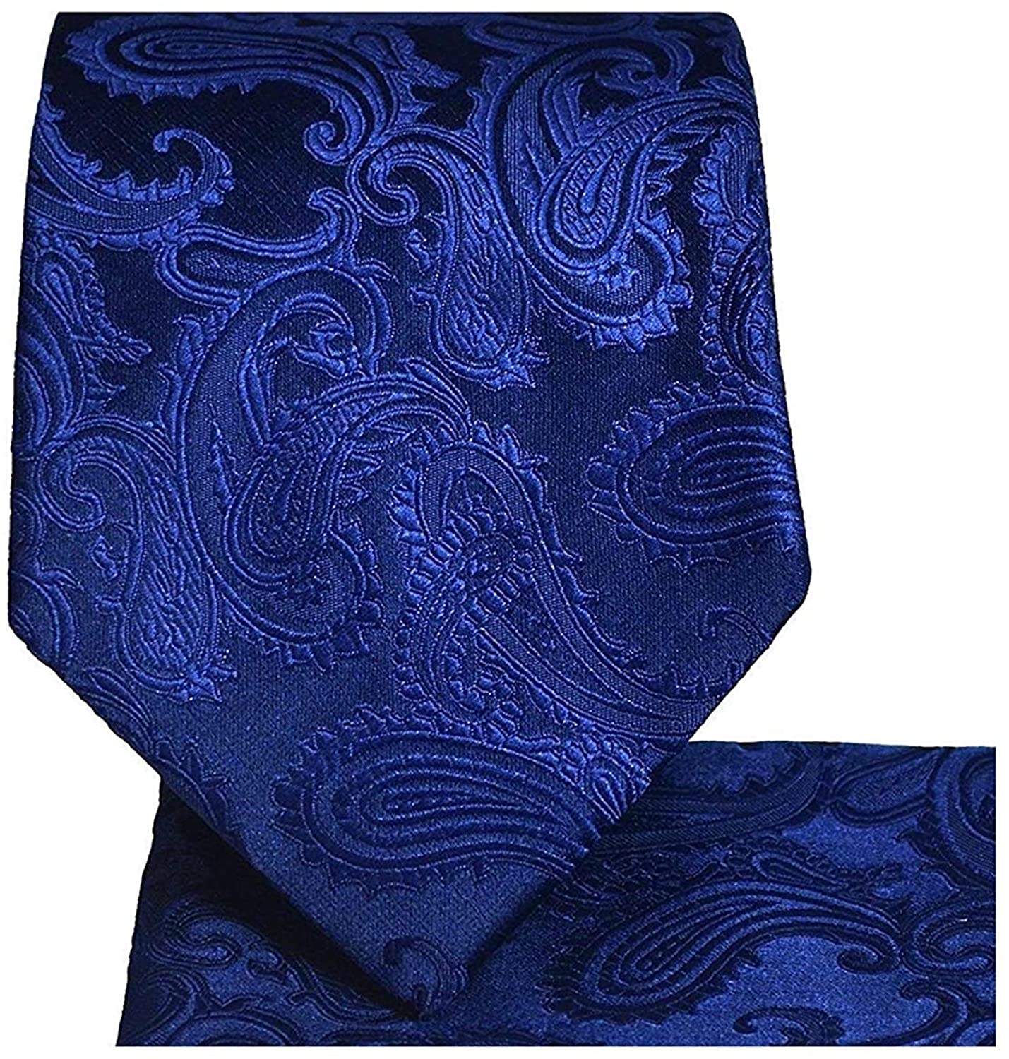 Paisley Pattern Necktie & Matching Pocket Square Handkerchief Set 