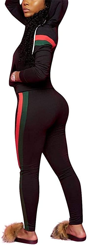 TOP-VIGOR Womens 2PCS Plus Size Sweatsuits Set Long Sleeve Hoodie