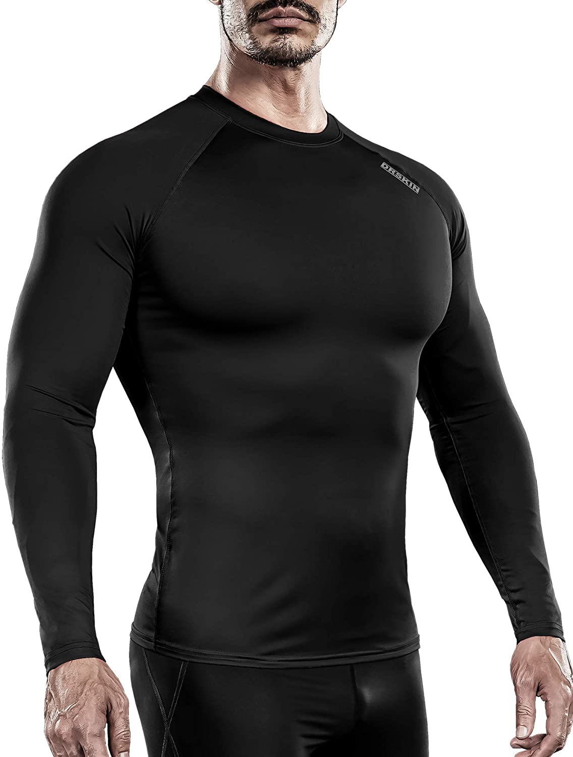 Men's Long Sleeve T-Shirt Gym Baselayer Cool Dry Compression Top Mock Neck Solid 