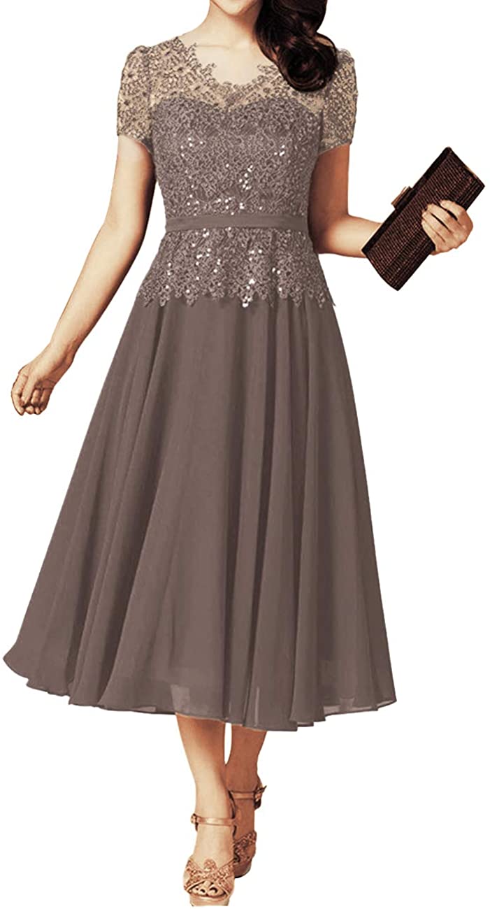 Brown Mother of the Bride Dresses Tea Length