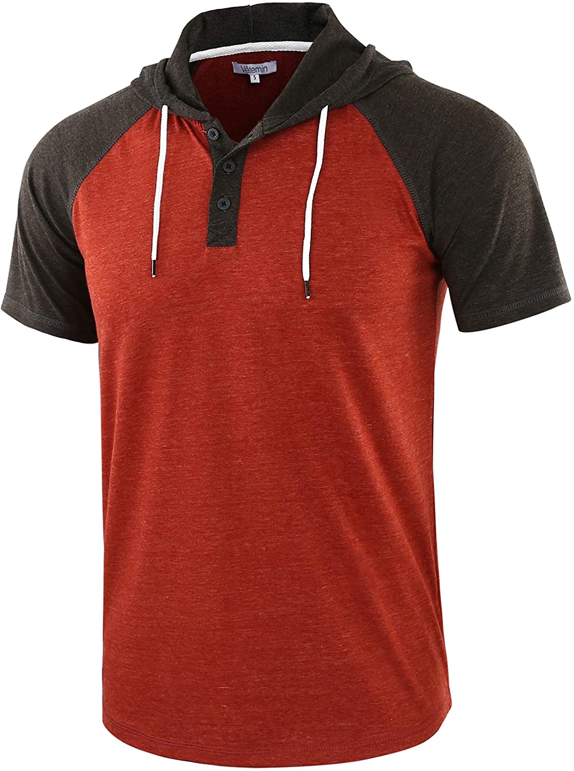 Vetemin Mens Vintage 3/4 Sleeve Tagless Outdoor Running Baseball Hoodie T Shirt 