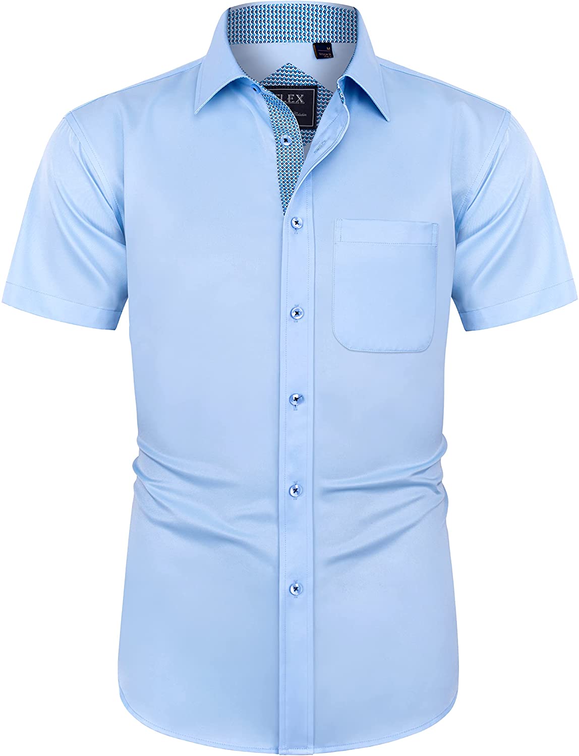 Regular Fit: short sleeve poplin shirt Blue Aop Leaves