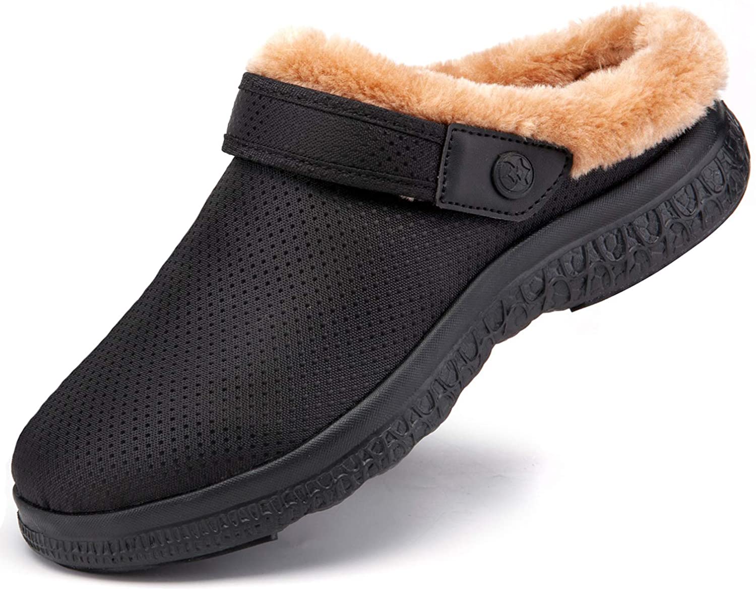 Waterproof Slippers Furry Lined Clogs Winter Home Shoes Warm Fur House Mules-UK