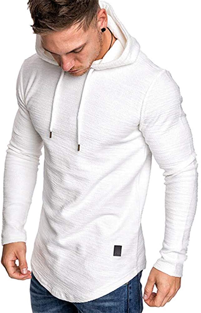SHERUPOO Mens Workout Hoodie Gym Muscle Sweatshirt Athletic Hooded Long Sleeve Sweater Sports Training 