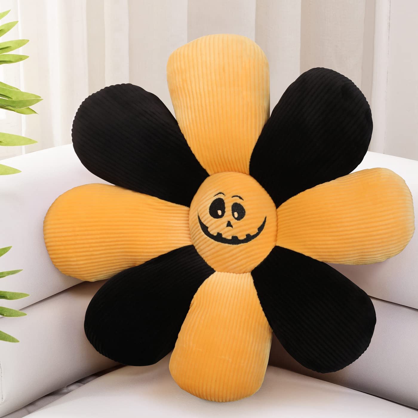 Flower Pillow,Flower Shaped Throw Pillow Butt Cushion Flower 15.7 Inches  Black