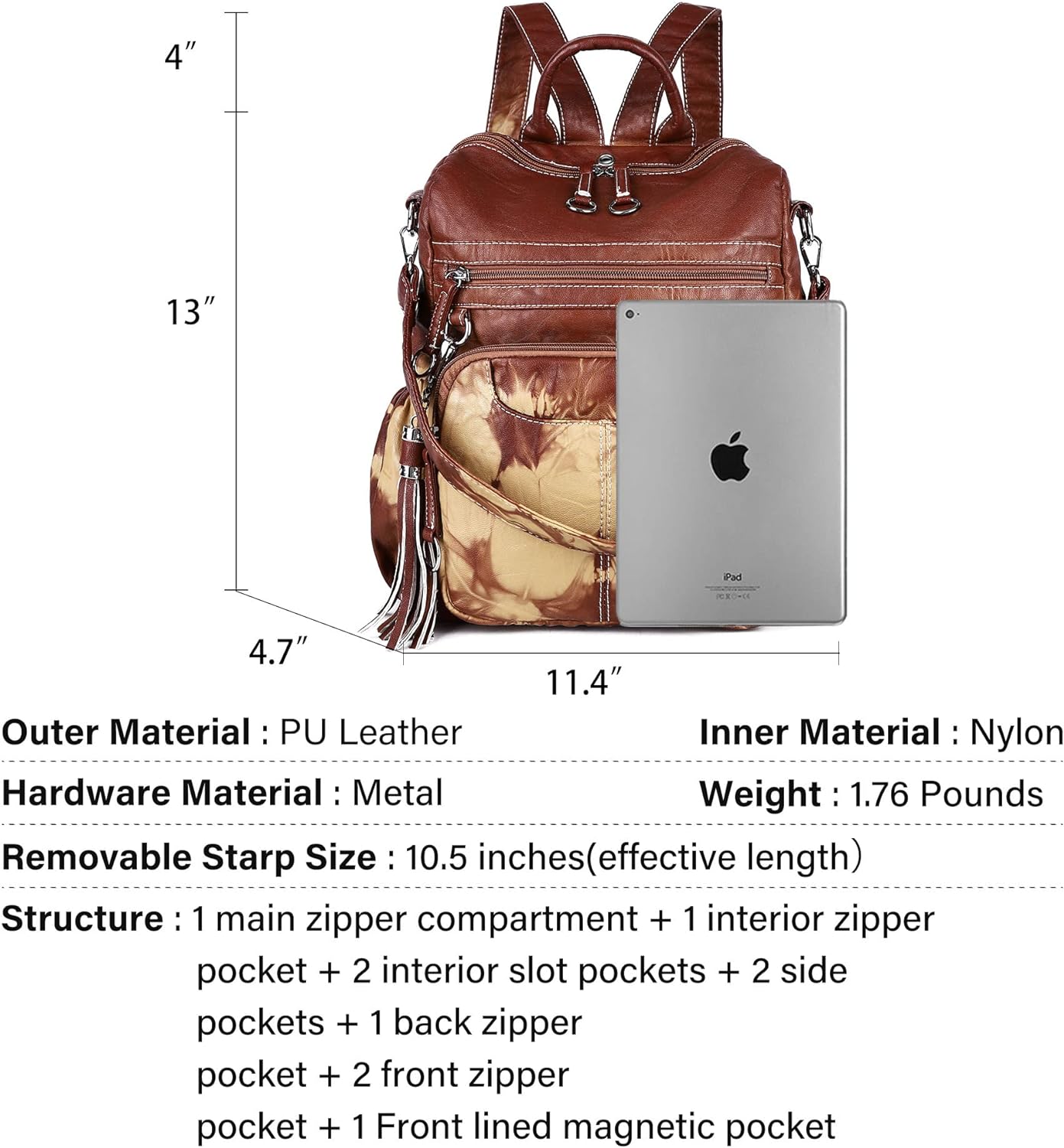 Backpack purse with 2025 back zipper