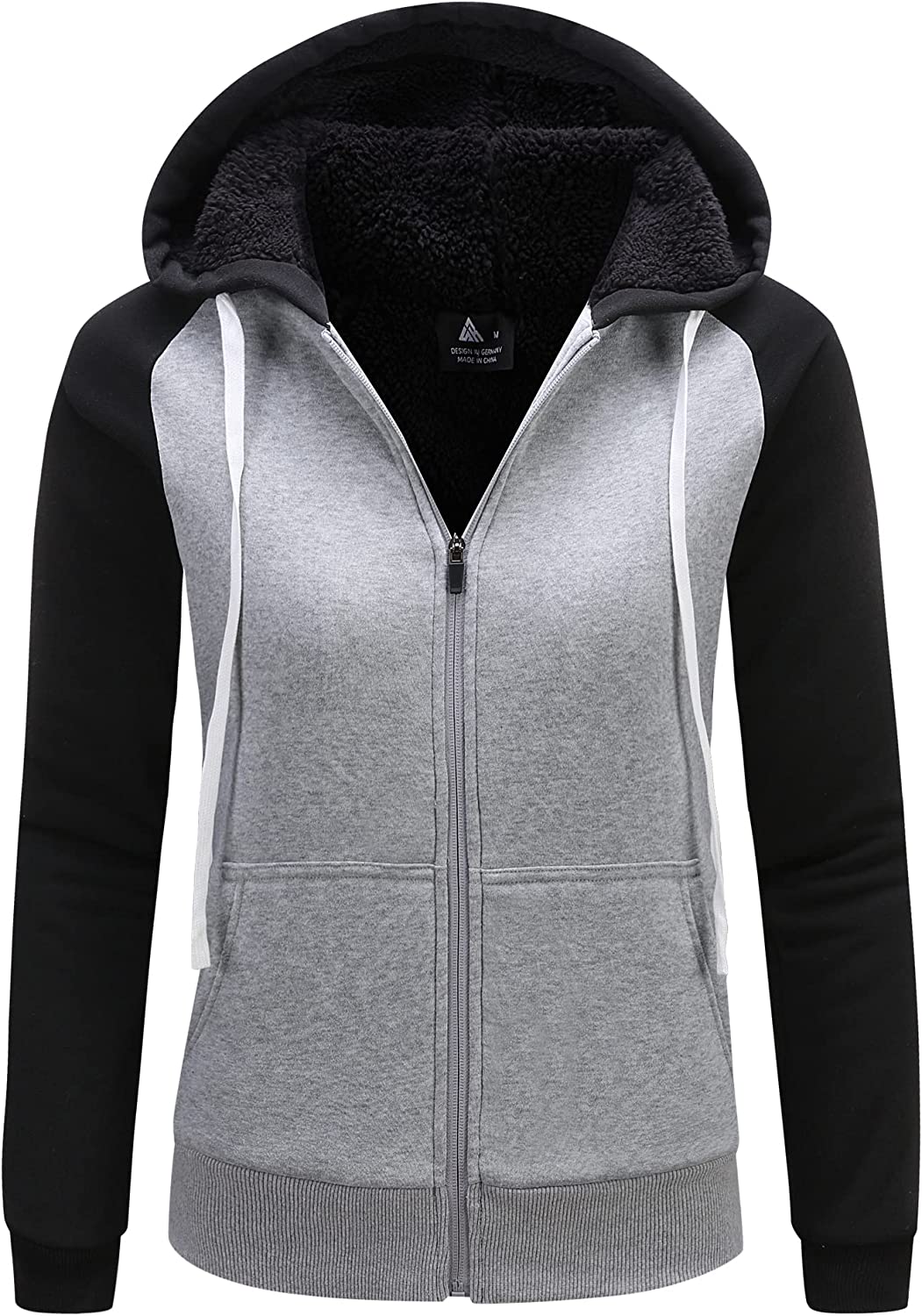 LLdress Hoodies for Women Sherpa Lined Jacket Zip Up Thick Sweatshirt Warm  Fleece Coat