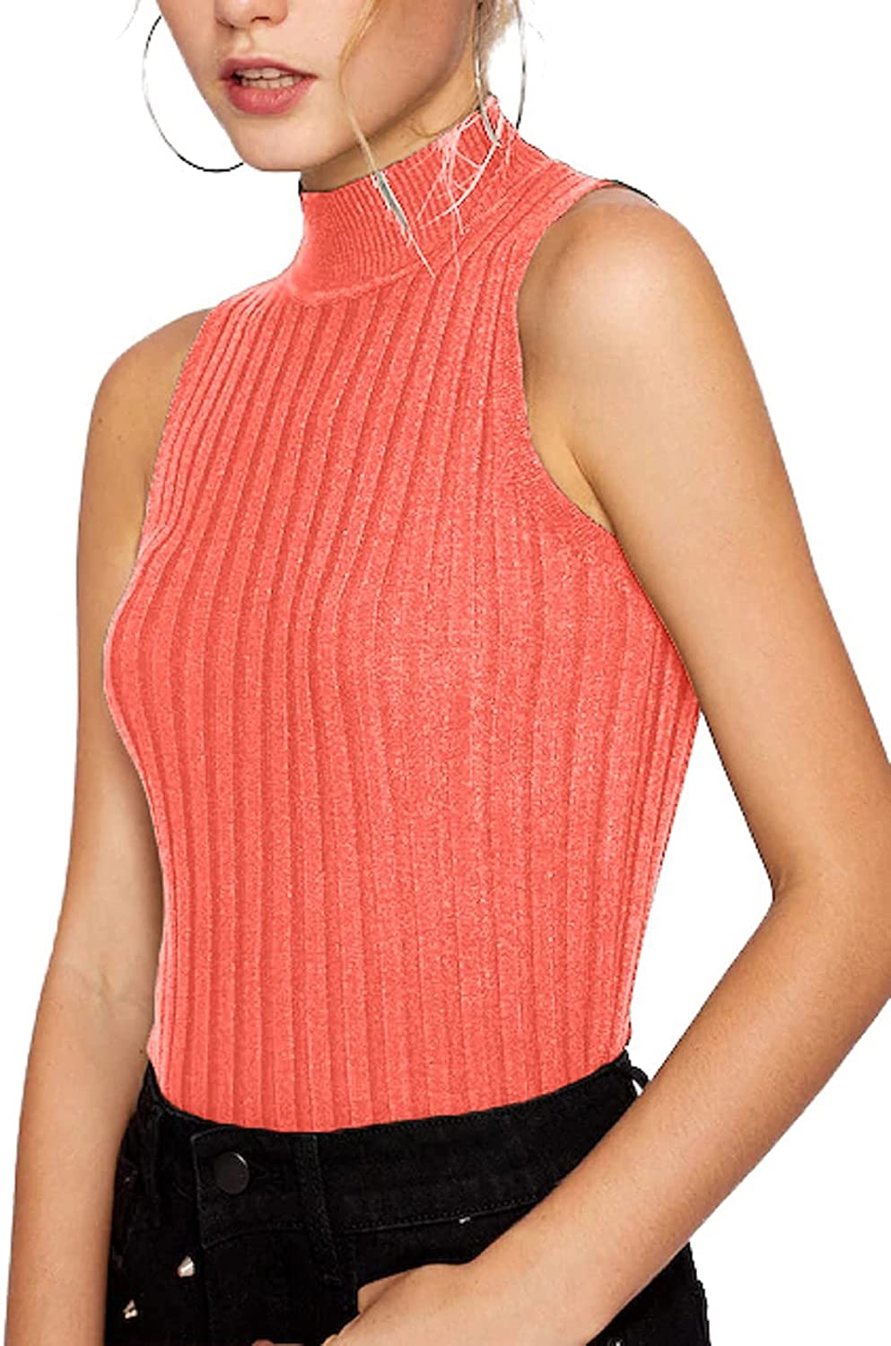 Nicetage Women's Sleeveless Slim Fit Mock Turtleneck Knit Pullover Sweater  Stretch Basic T Shirt Tank Tops, Z-2beige, One Size : : Clothing,  Shoes & Accessories