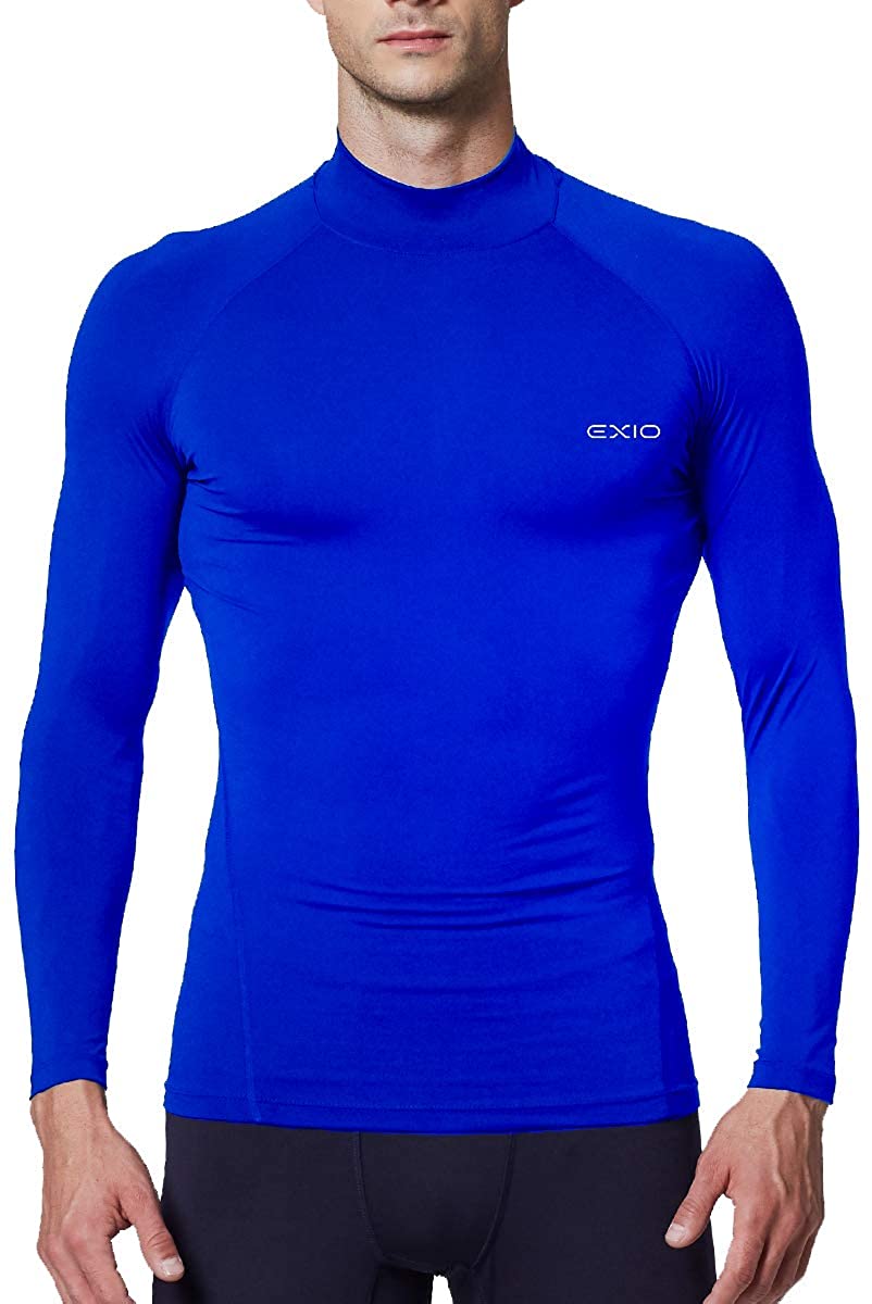 EXIO Mens Mock Compression Baselayer Top Cool Dry Long-Sleeve Shirt EX ...