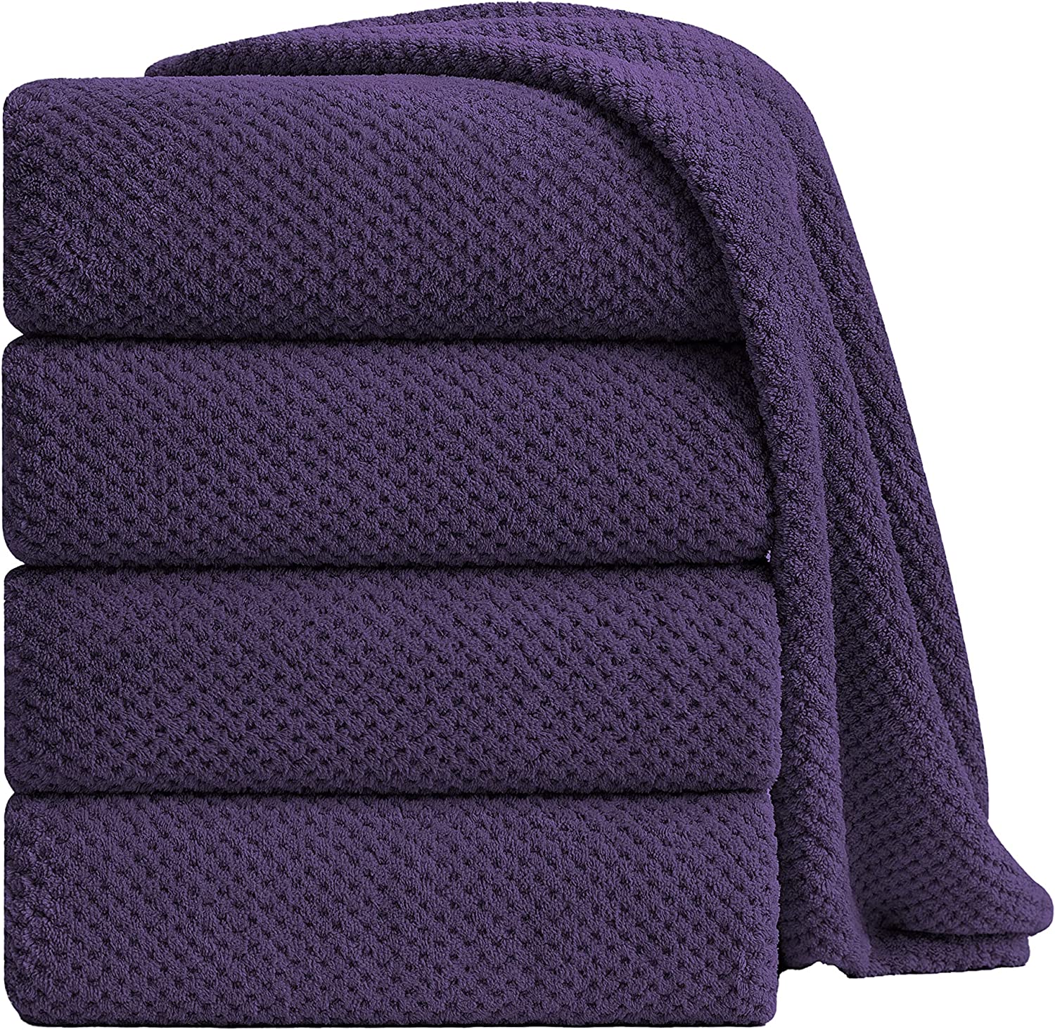 4 Piece Extra Large Bath Towel Set - 35x70 - Purple - Super