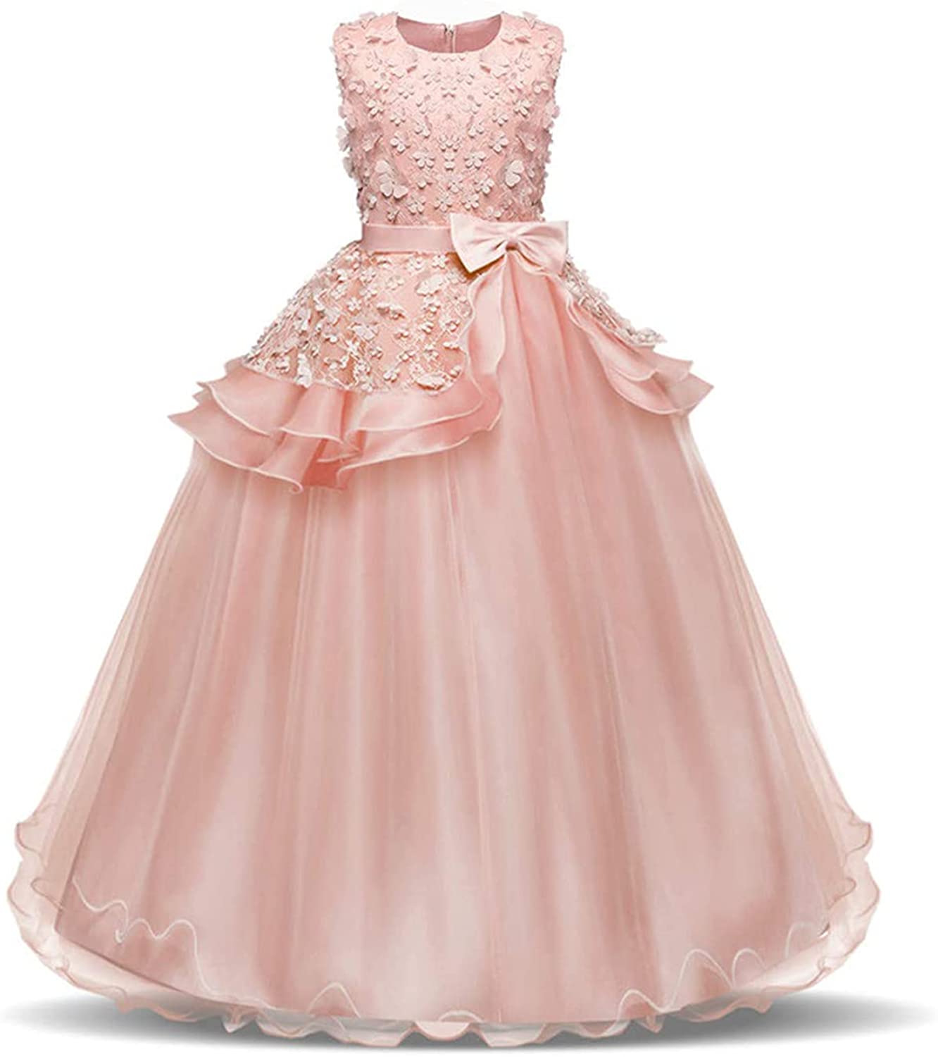 NNJXD Girls Princess Pageant Dress Kids Prom Ball Gowns Wedding Party Flower Dresses 