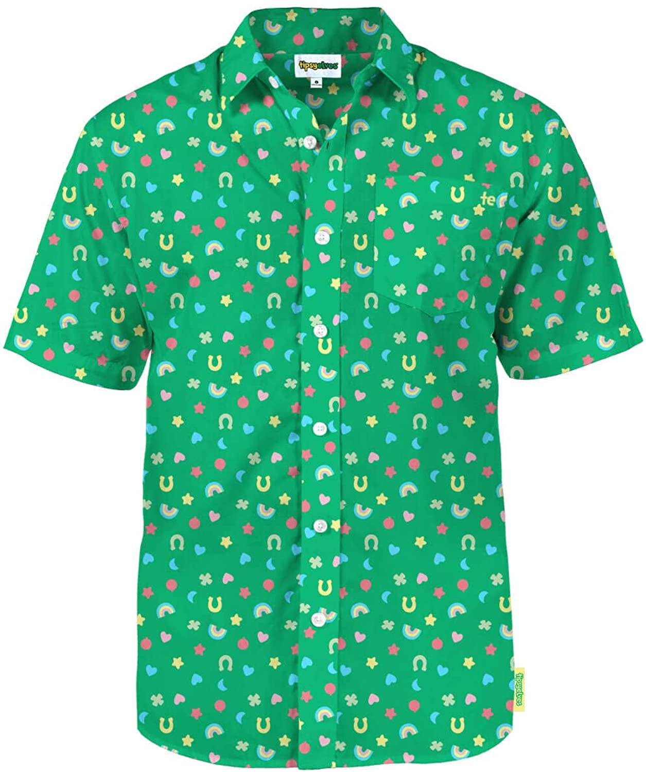 Paddys Hawaiian Shirt for Guys St Tipsy Elves Mens St Patricks Day Button Down Shirt