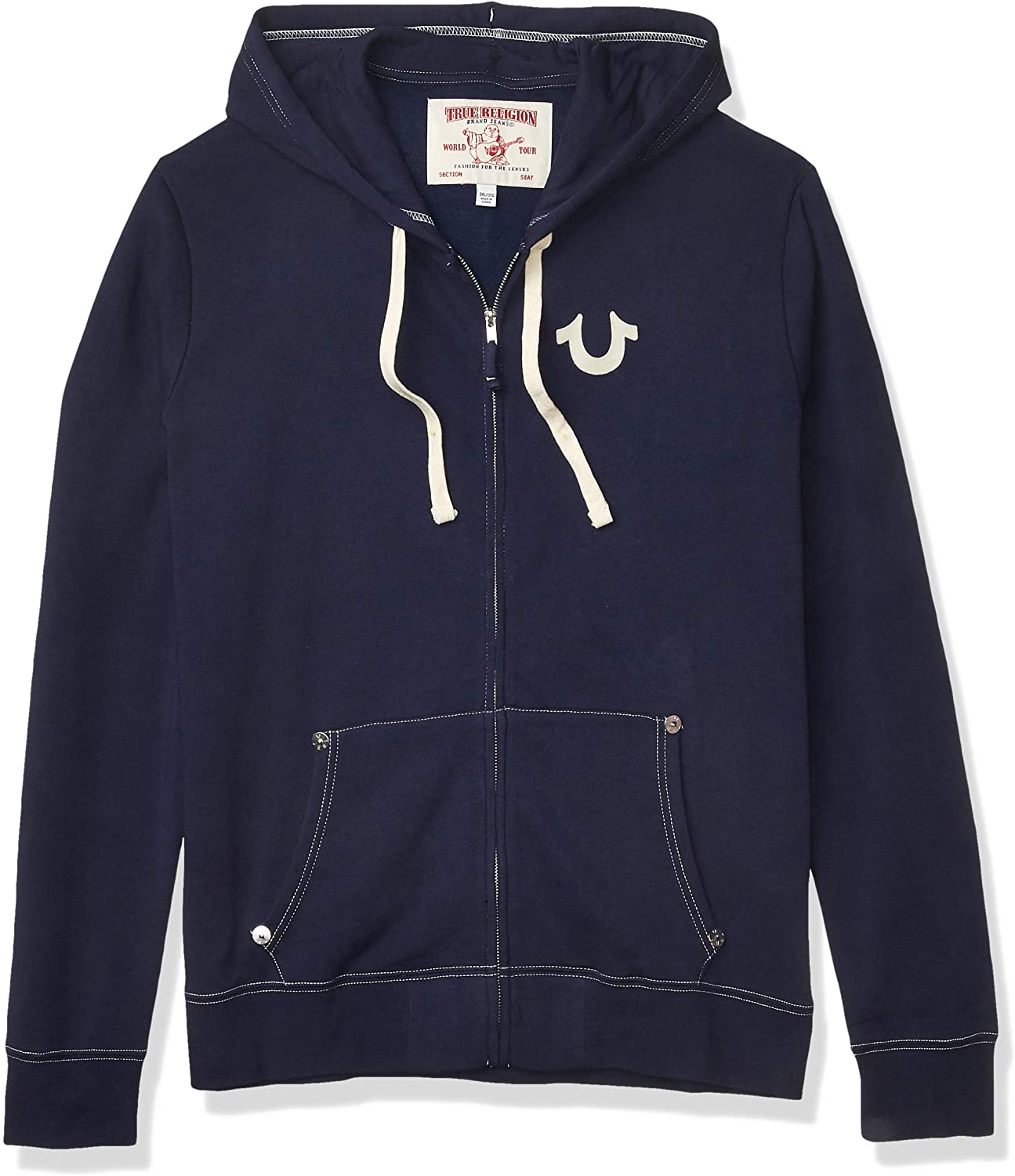 True Religion Men s Classic Logo Long Sleeve Zip Up Hoodie