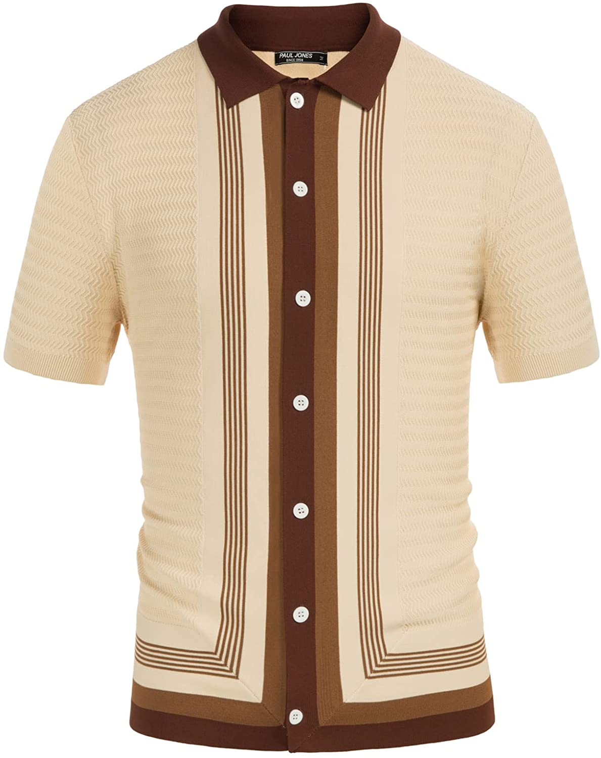 PJ PAUL JONES Men\'s Vintage Stripe Knit Polo Shirts Stylish Button Down  Cardigan | eBay