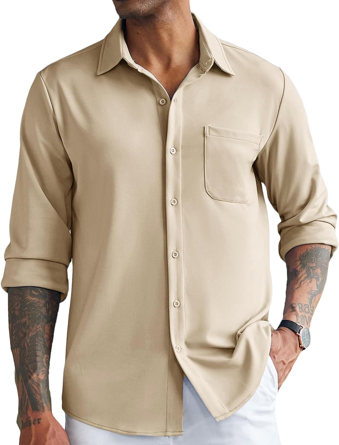 COOFANDY Men's Casual Button Down Shirts Wrinkle Free Long Sleeve Dress  Shirts