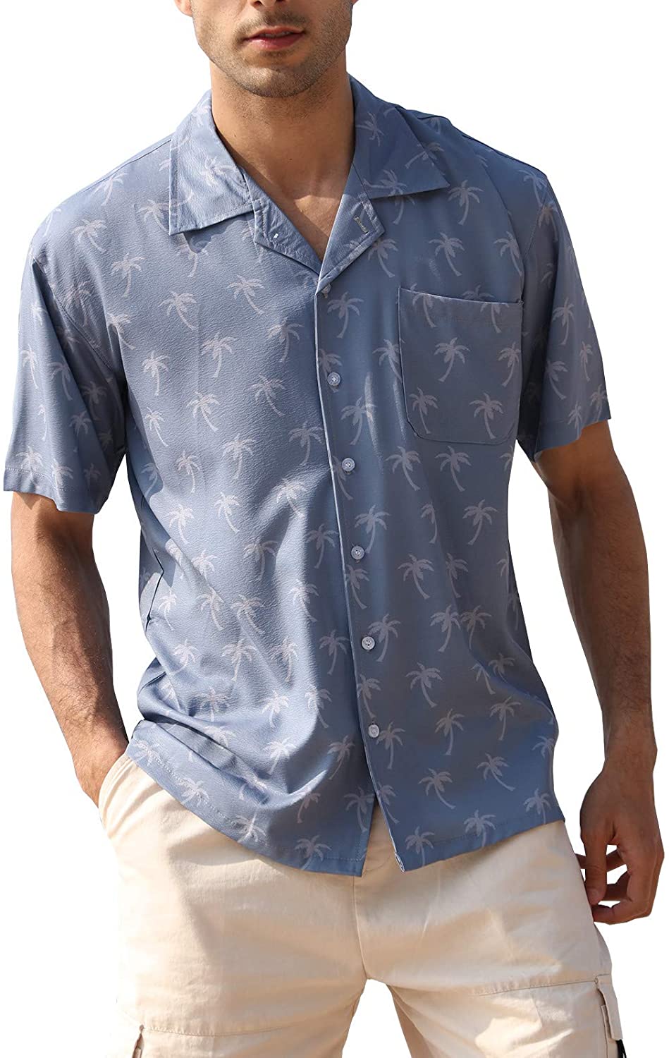 sprezzmensco Bird Print Slim Fit Shirt | Short Sleeve Button Up Shirt | Hawaiian Shirt | Party Shirt | Boyfriend Gift | Vacation Shirt | Casual Shirt