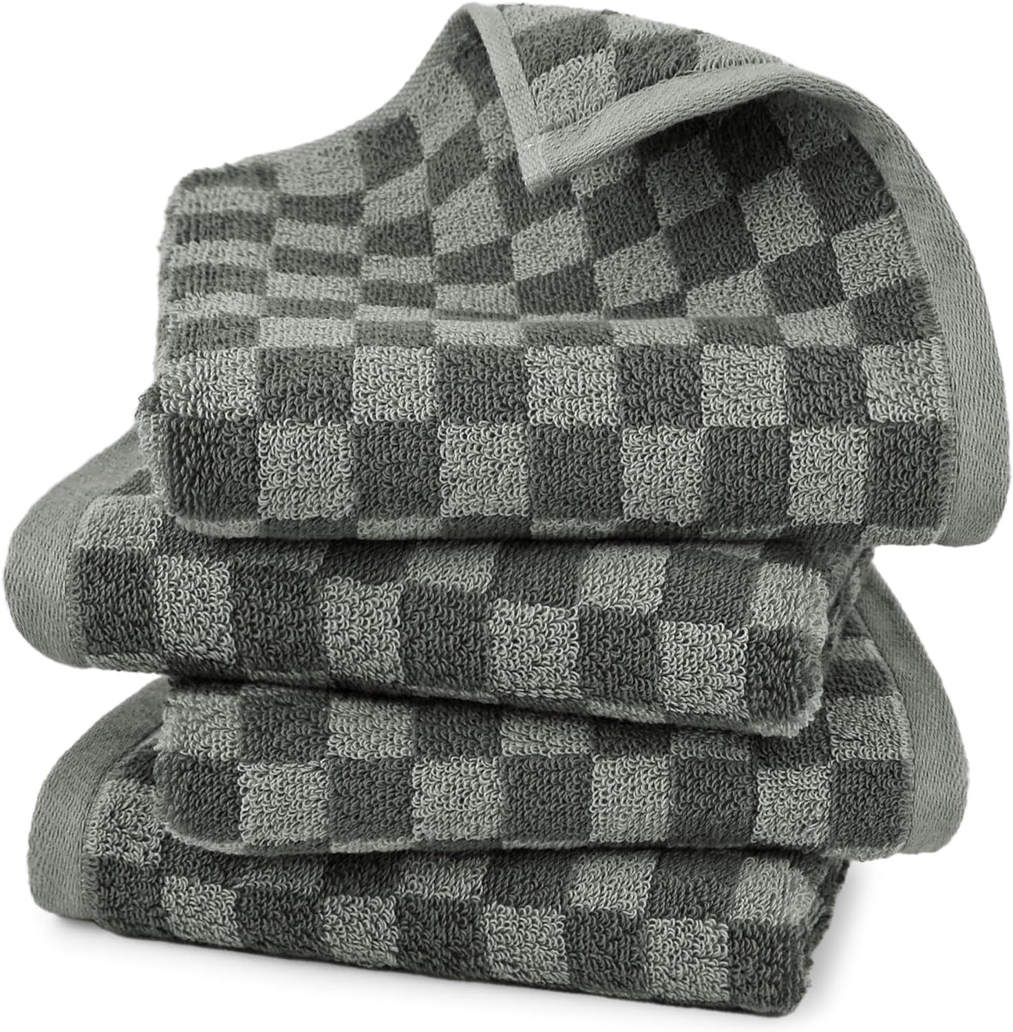 Jacquotha Checkered Hand Towels 4 Pack - Cotton Hand Towels for Kitchen  Bathroom