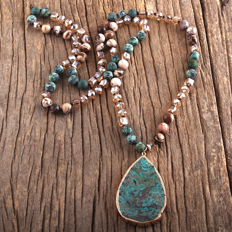 RH Fashion Boho Jewelry Natural Stones With Semi Precious Pendant Necklaces Women Bohemia Necklace Gift Dropship-1