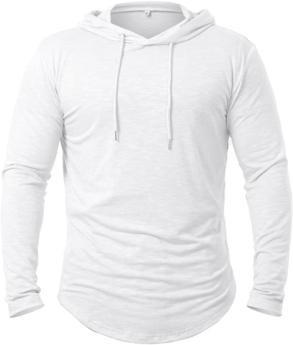 MANSDOUR Men's Athletic Hooded Shirts Long Sleeve Workout Sport