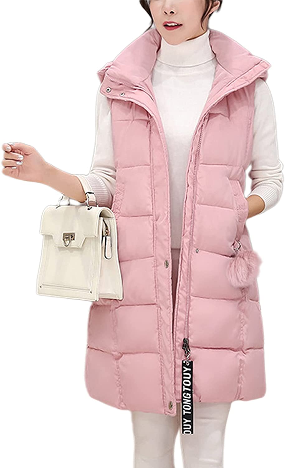 Tanming Women's Winter Cotton Padded Long Vest Coat Outerwear with Hood  Pockets | eBay