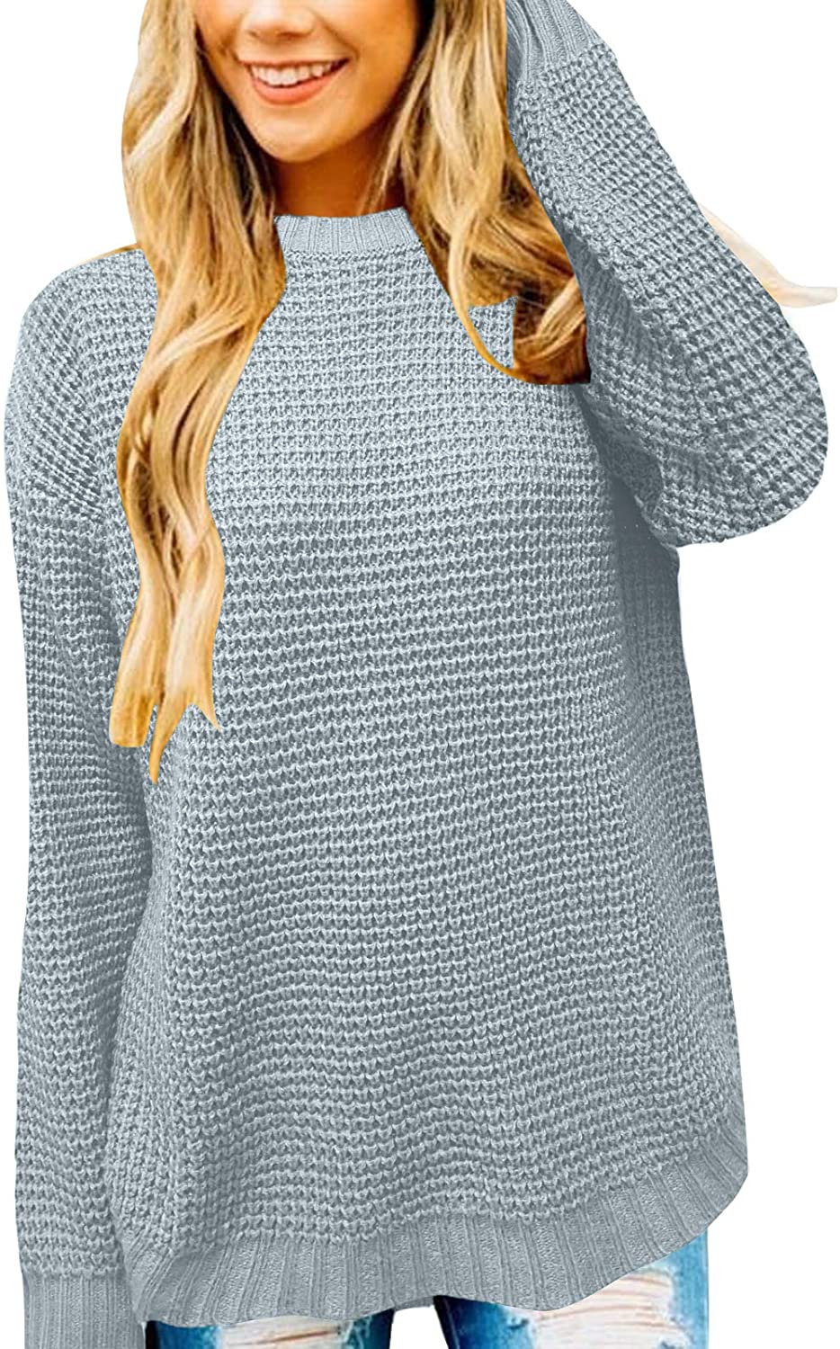 MEROKEETY Women's 2024 Long Sleeve Waffle Knit Sweater Crew Neck Solid  Color Pullover Jumper Tops, Army Green, Small : : Clothing, Shoes  & Accessories