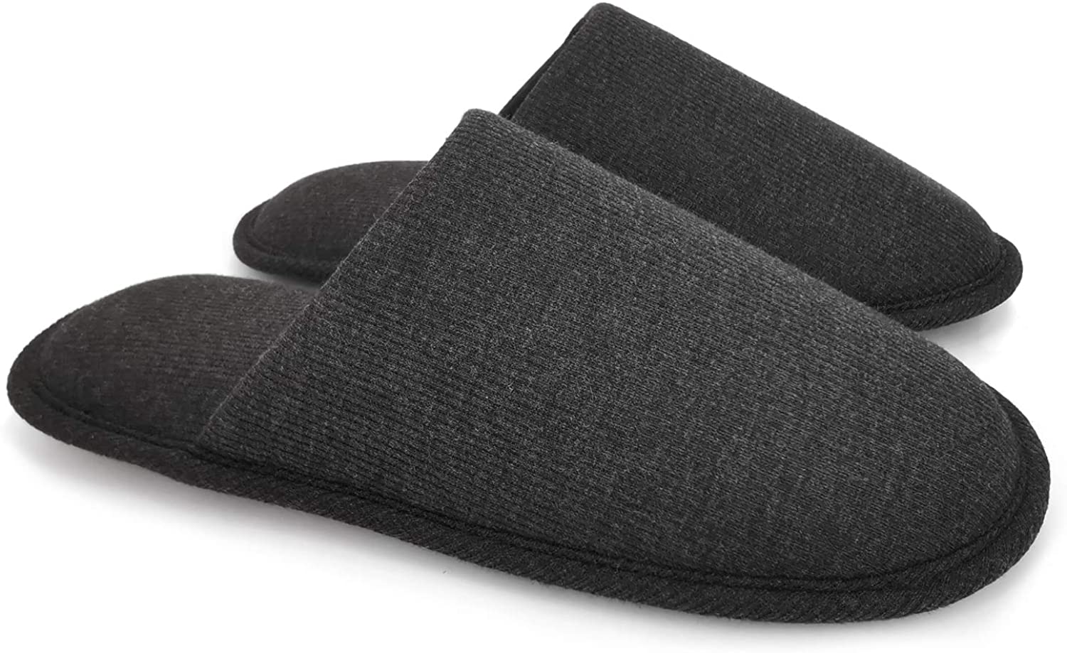 ofoot Men's Organic Cotton Cozy Indoor Slippers Memory Foam House Flat,Washable Slip on Home Shoes 