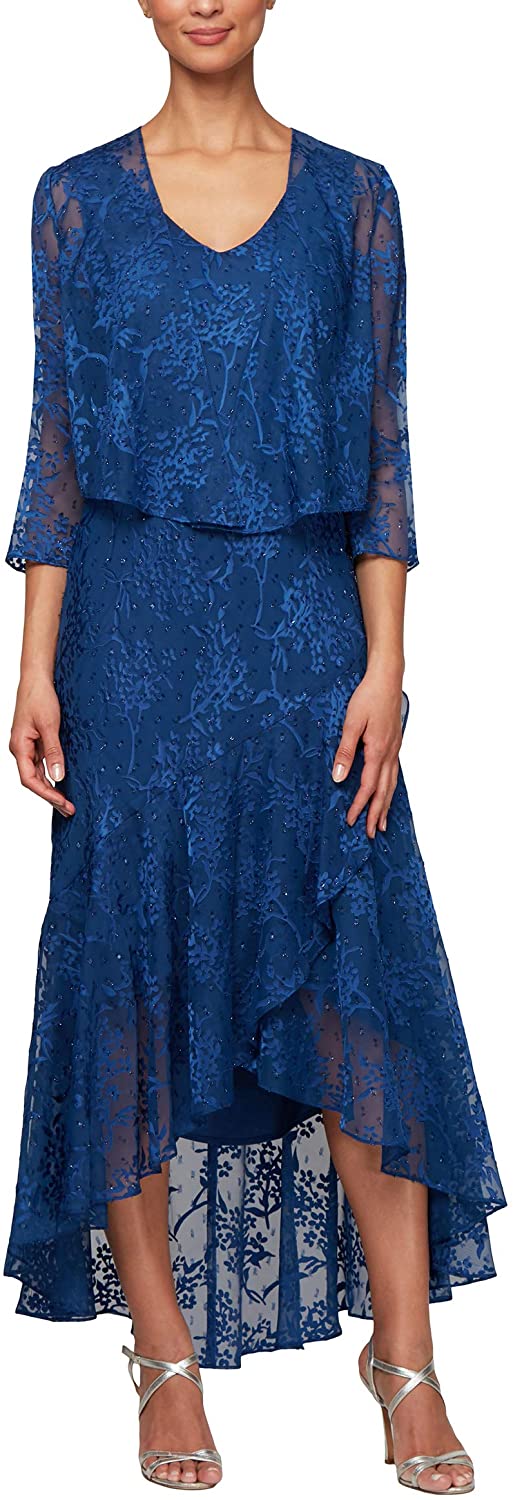 Alex Evenings Women's Tea Length Printed Chiffon Dress with Shawl | eBay
