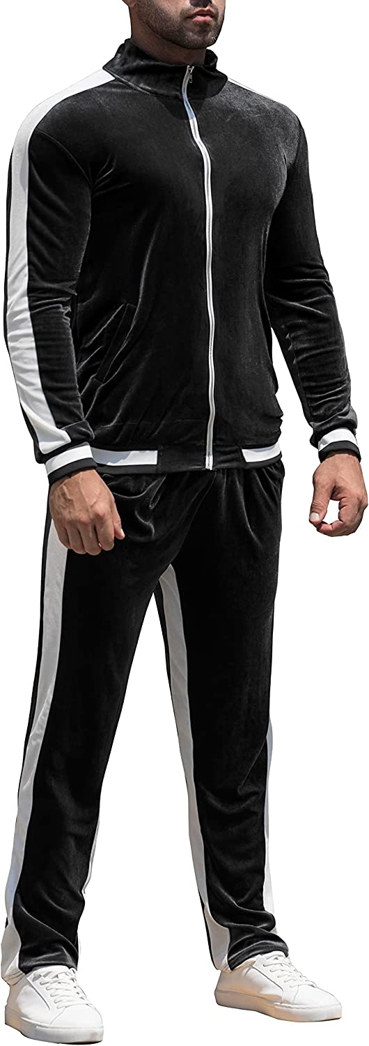 RPOVIG Velour Tracksuit Sweatsuit Velvet:Men's Jogging track suit 2 Pieces  Set Zip Up Sweatshirts Jacket Pants With Pockets, Black, Small : :  Clothing, Shoes & Accessories