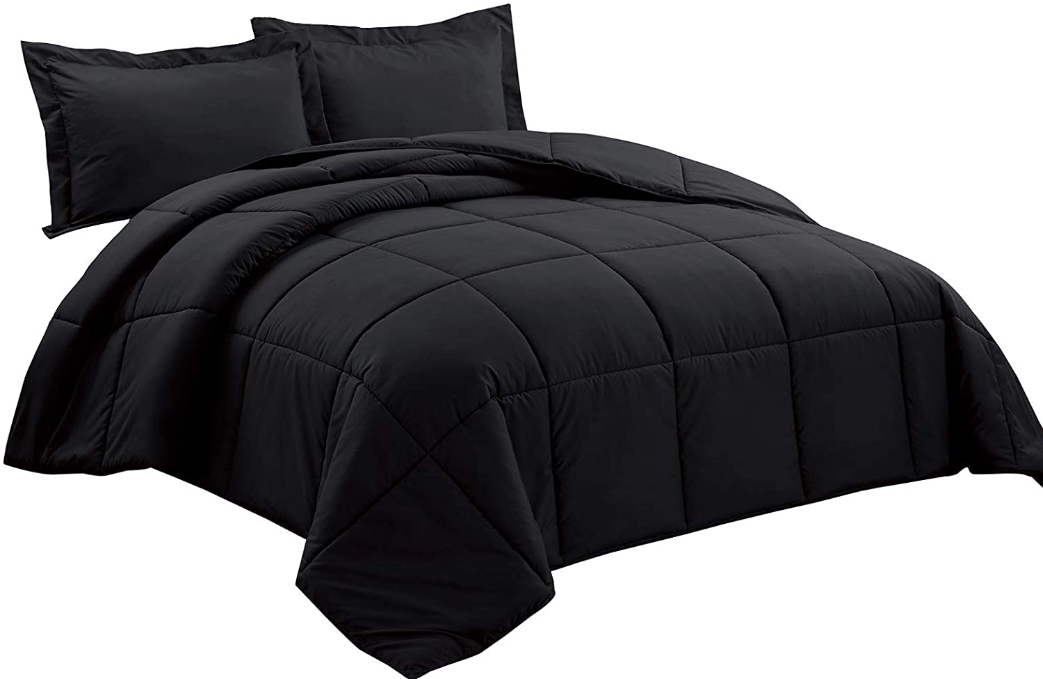 Chezmoi Collection 3 Piece Down Alternative Comforter Set Queen Black Ebay