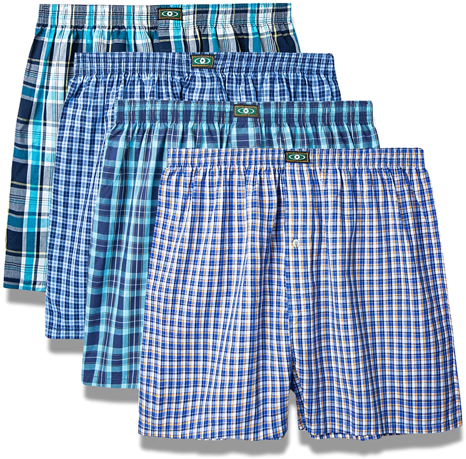 Men’s 2 Pack 100% Cotton Woven Beige Polka Boxer Shorts Size Medium 30-34 Waist 