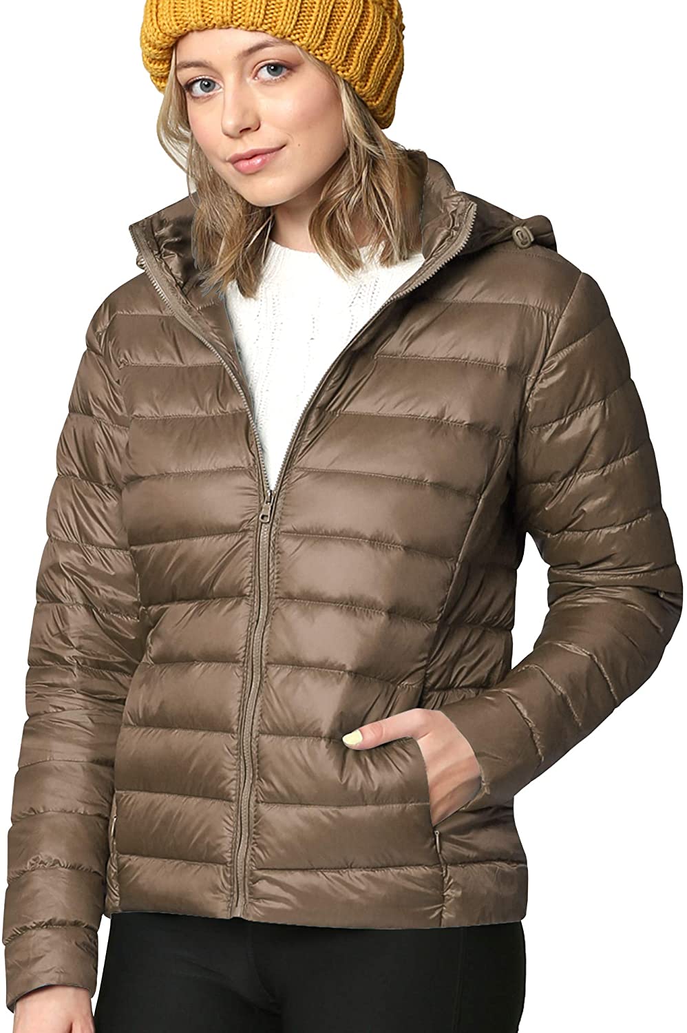 Lock and Love Women's Ultra Light Weight Packable Down Jacket with  Removable Hoodie : : Clothing, Shoes & Accessories